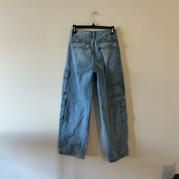 Denim Forum Aritzia The 90s Millie Hi-Rise Cargo Jeans Baggy 24 Blue - Picture 2 of 6